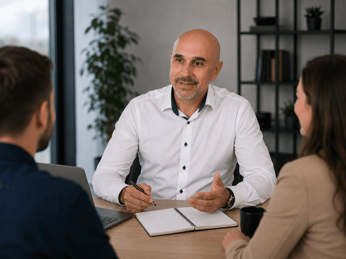David consulting two customers